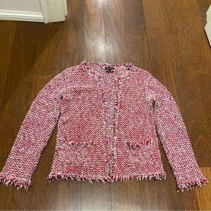 Massimo Dutti Blue, Red, White Frayed Tweed